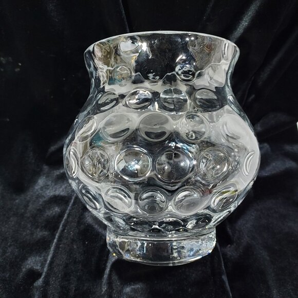 Coin Dot Thumbprint Czech Clear Art Glass 7 inches Vase - Picture 2 of 8